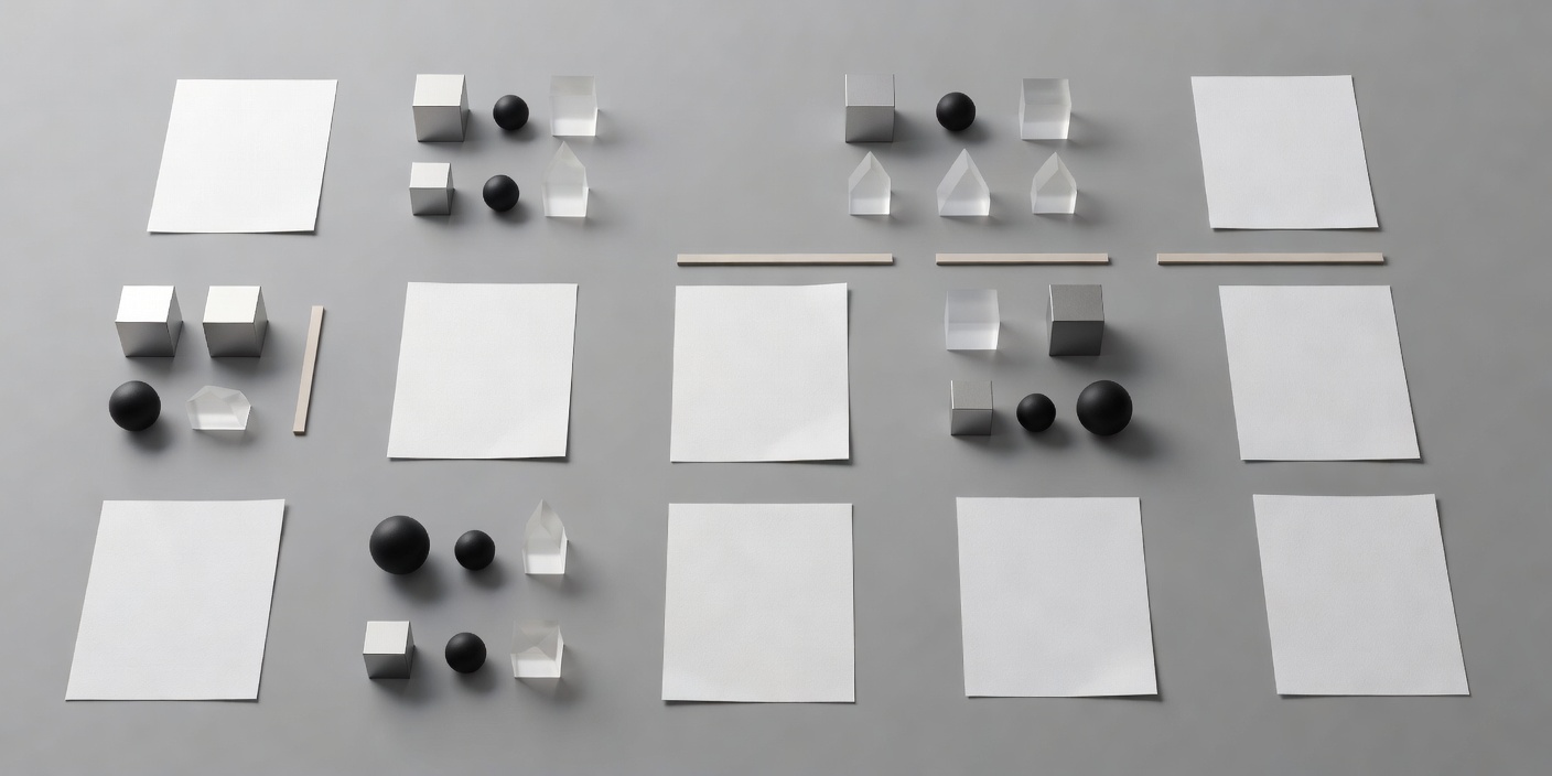 Plain document sheets and separated geometric objects on a large planning surface